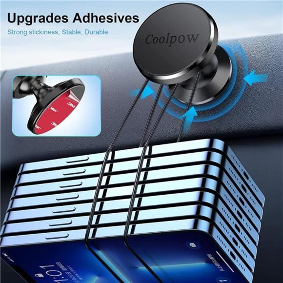 【2-PACK】Magnetic phone holder for car with 4 Metal Plat, 360° Rotation - Picture 6 of 7